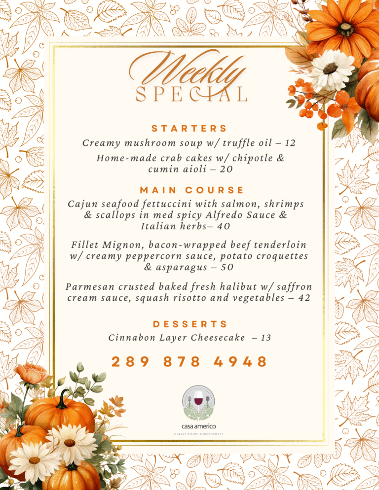 Orange Modern Autumn Fall Thanksgiving Dinner Menu
