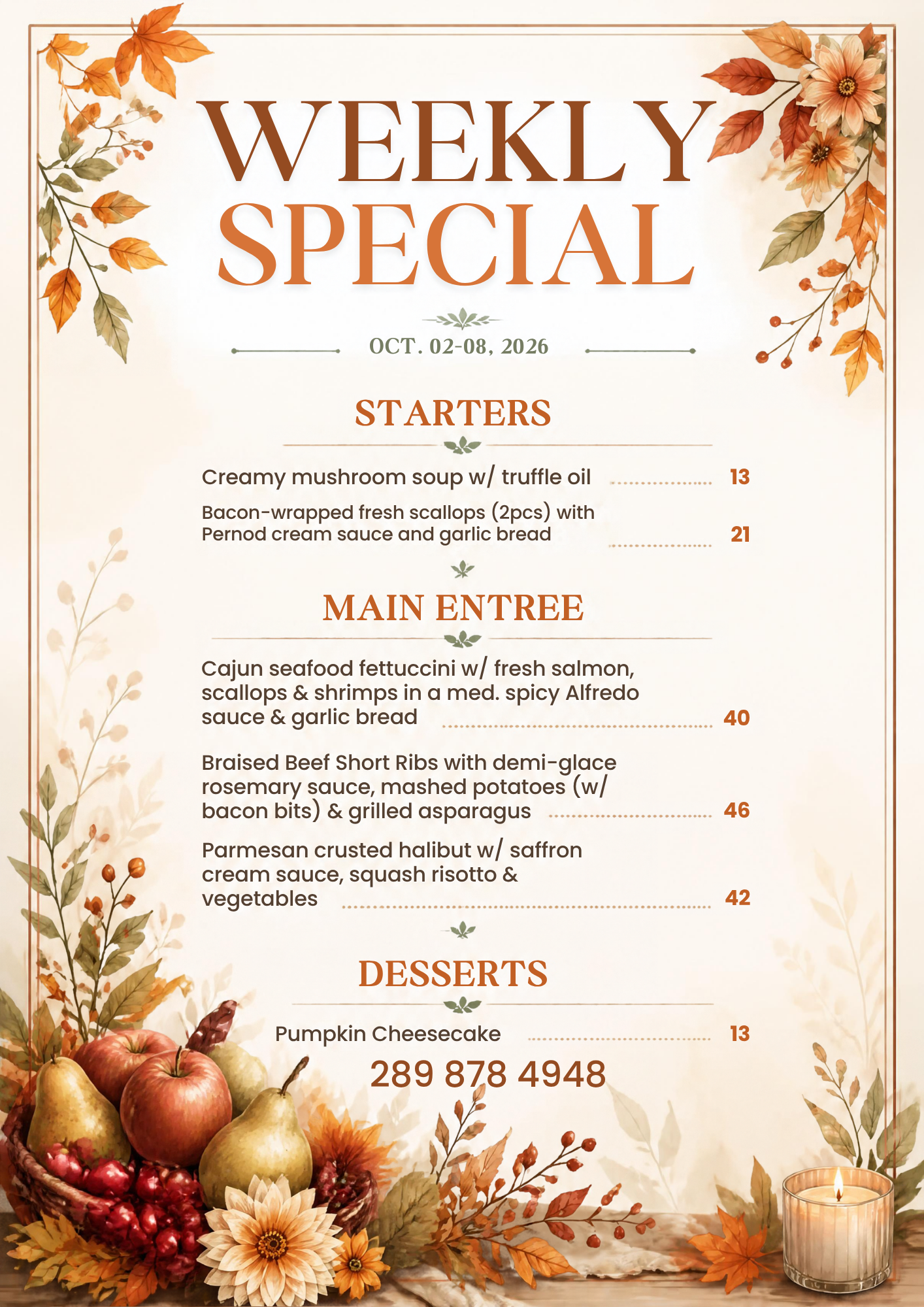 Fall Menu Design